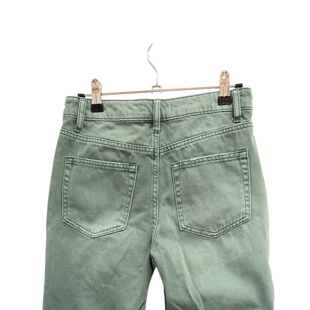 High-Rise Sage Green Distressed Wide Leg Jeans - Picture 5 of 12